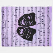 Couverture Polaire Masques de musique et de théâtre violets (Devant (Horizontal))