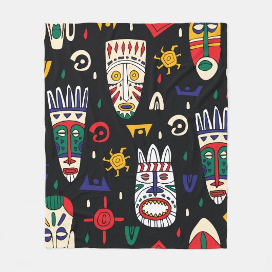 Couverture Polaire Masques tribaux africains motifs sans couture (Devant)