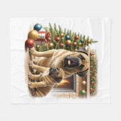 Couverture Polaire Mastiff Dogue de Bordeaux cheminée Noël (Devant (Horizontal))