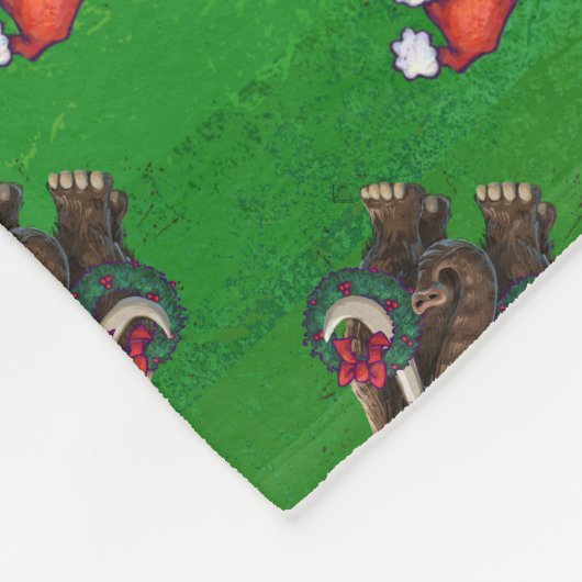 Couverture Polaire Mastodon festif sur vert (Coin)