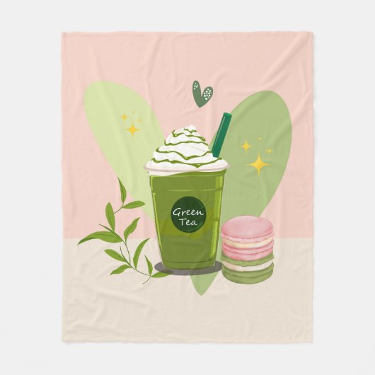 Couverture Polaire Matcha et Macarons (Devant)