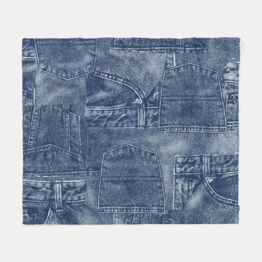 Couverture Polaire Matériau Denim dans un motif de poche patchwork. (Devant (Horizontal))