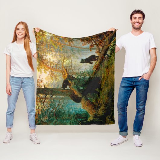 Couverture Polaire Matin dans une pinède Ours avec des oursons Chichk (En situation)