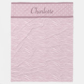 Couverture Polaire Mauve rose Zebra Imprimer & Pois Blanche en polair (Devant)