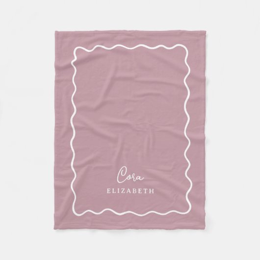 Couverture Polaire Mauve Wavy Border Monogrammed (Devant)