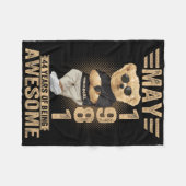 Couverture Polaire May 44th Birthday Men Women 1981 Awesome Teddy Bea (Devant (Horizontal))