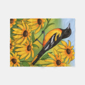 Couverture Polaire MD State Bird Oriole & Black eyed Susan Flower (Devant (Horizontal))