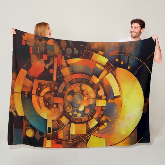 Couverture Polaire Mécanisme Solaire Steampunk Abstrait (En situation)
