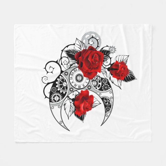 Couverture Polaire Mechanical Crescent with Red Roses (Devant (Horizontal))