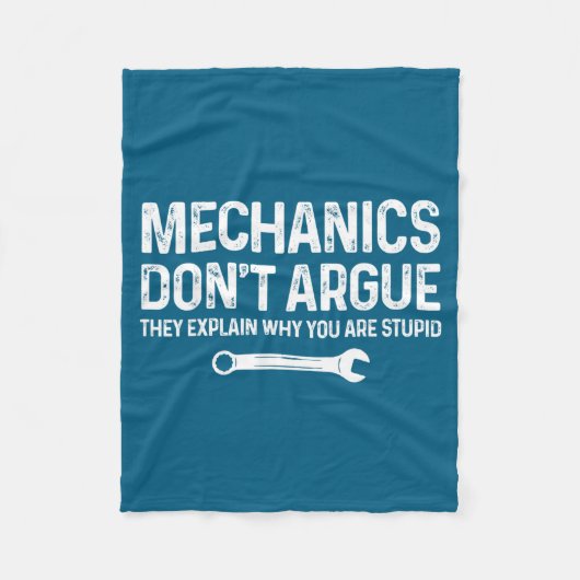 Couverture Polaire Mechanics Don't Argue They Explain Funny Gift Car  (Devant)