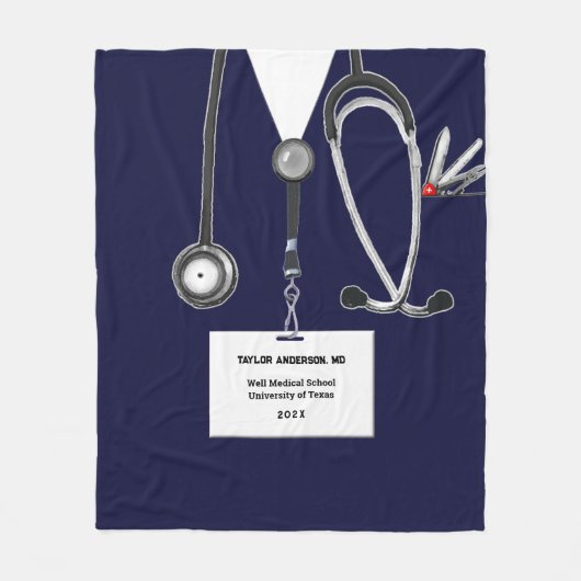 Couverture Polaire Médicale Docteur Fleece Blanche (Devant)