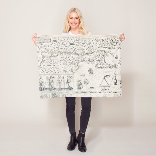 Couverture Polaire Medieval World Map Québec Nouvelle-France America (En situation)