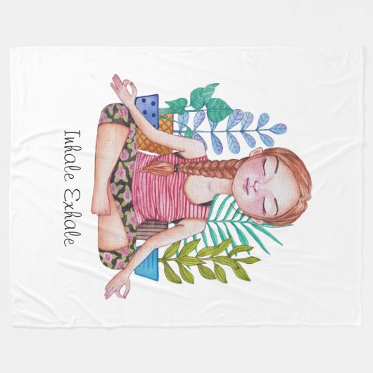 Couverture Polaire Méditer la fille avec les Plantes (Devant (Horizontal))