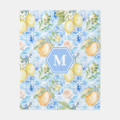 Couverture Polaire Mediterranean Blue Tile Limoncello Monogram Name (Devant)