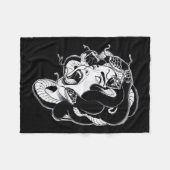 Couverture Polaire Méduse Blackwork Tattoo Flash (Devant (Horizontal))