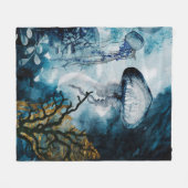 Couverture Polaire Méduse, herbe de mer aux accents dorés (Devant (Horizontal))