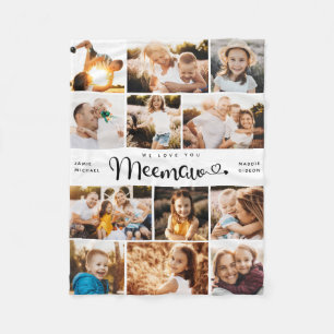 Couverture Polaire Meemaw We love you Hearts Modern Photo Collage
