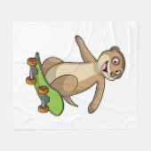 Couverture Polaire Meerkat comme Patineur avec Skateboard (Devant (Horizontal))