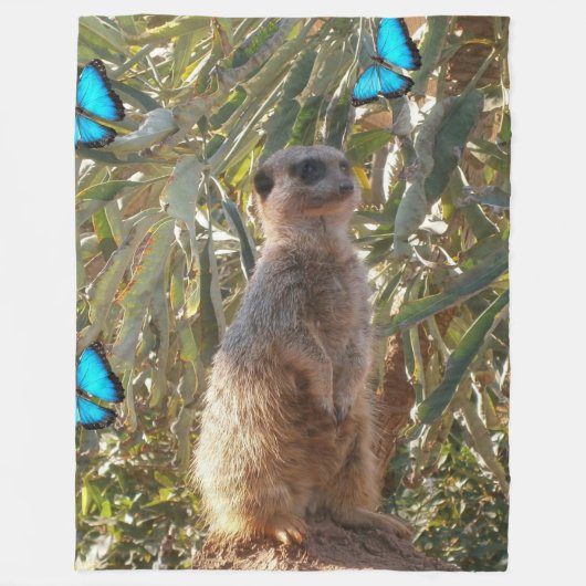 Couverture Polaire Meerkat Et Papillons, (Devant)
