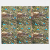 Couverture Polaire Meerkat Et Papillons Bleus, (Devant (Horizontal))