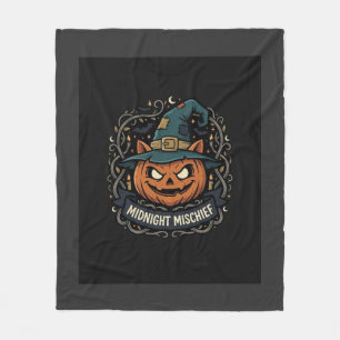 Couverture Polaire Méfait de citrouille de minuit d'Halloween