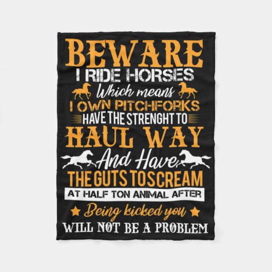 Couverture Polaire Méfiez-vous I Ride Horses Cheval cavalier Equestre (Devant)