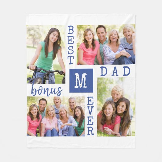 Couverture Polaire Meilleur Bonus Papa Jour Editable Année 4 Photo Bl (Devant)