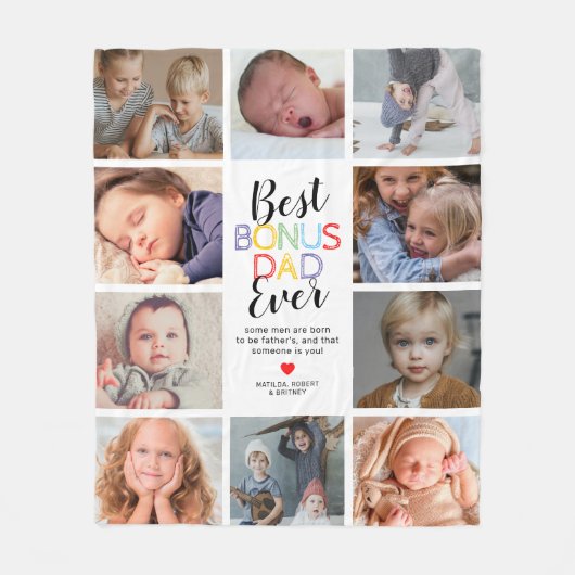 Couverture Polaire Meilleur Bonus Papa Stepfather Photo Blanche polai (Devant)