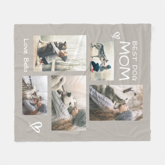 Couverture Polaire Meilleur Chien Maman 5 Photo Collage Cosy (Devant (Horizontal))