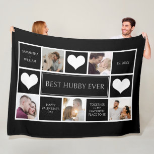 Couverture Polaire Meilleur Collage photo Hubby Ever Minimaliste