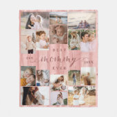 Couverture Polaire Meilleur Collage Photo Mummy Ever Pink Woodgrain (Devant)