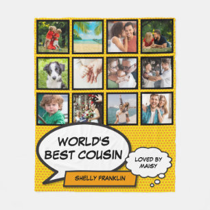Couverture Polaire Meilleur Cousin du Monde 12 Photo Comic Retro Amus