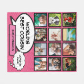 Couverture Polaire Meilleur Cousin Photo Collage Comic Pink Fun (Devant (Horizontal))