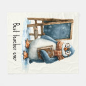 Couverture Polaire Meilleur Enseignant Jamais Conception de Manchot d (Devant (Horizontal))