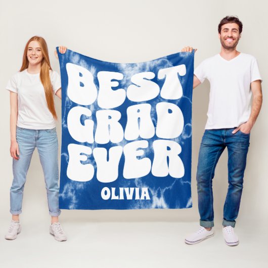 Couverture Polaire Meilleur Grad Ever Blue Tie Dye Graduation (En situation)