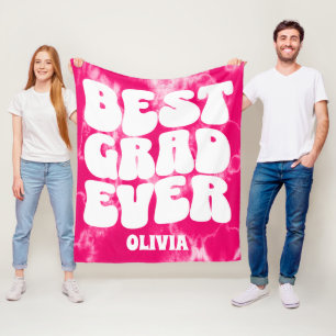 Couverture Polaire Meilleur Grad Jamais Pink Tie Dye Graduation