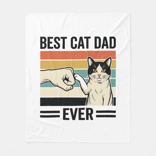 Couverture Polaire Meilleur Papa Chat Rétro Chemise Fist Bump Chat_1 (Devant)