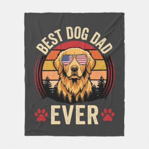 Couverture Polaire Meilleur papa chien de tous les temps Rétro Golden