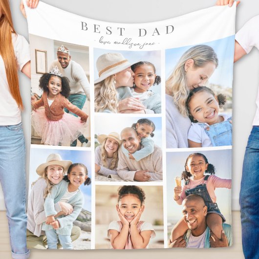 Couverture Polaire Meilleur Papa Collage de Photos