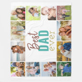 Couverture Polaire Meilleur papa Ever 12 Photo Collage Turquoise Blan (Devant)