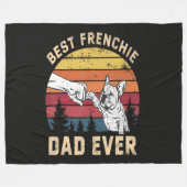 Couverture Polaire Meilleur Papa Frenchie Rétro (Devant (Horizontal))