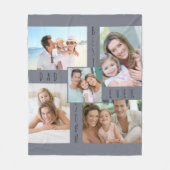 Couverture Polaire Meilleur papa Jamais 5 Photo Collage Gris (Devant)