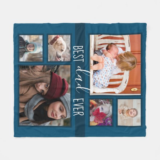 Couverture Polaire Meilleur papa jamais Fête des pères Multi photo bl (Devant (Horizontal))