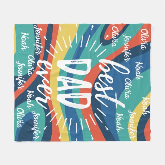 Couverture Polaire Meilleur papa jamais personnalisées noms d'enfants (Devant (Horizontal))