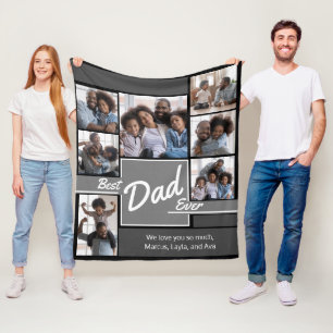 Couverture Polaire Meilleur papa Jamais Photo Collage Fête du Père