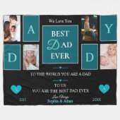 Couverture Polaire Meilleur Papa Script 4-Photo Collage Fleece (Devant (Horizontal))