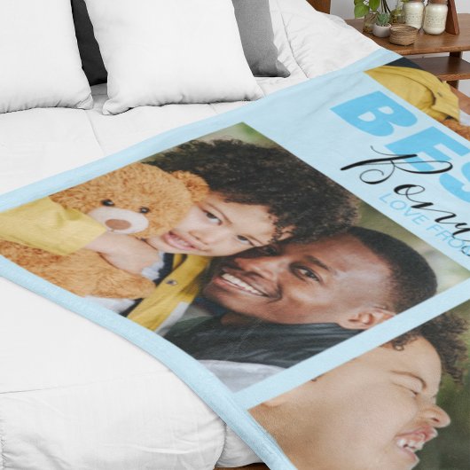 Couverture Polaire Meilleur Père de Bonus d'Ever | Photo Collage Flee