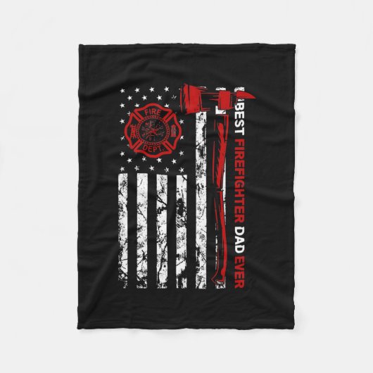 Couverture Polaire Meilleur Pompier Papa Jamais Flag Américain (Devant)