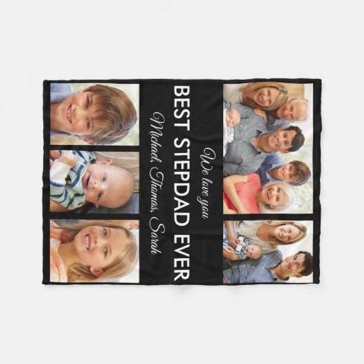 Couverture Polaire Meilleure Fête des pères de collage photo Stepdad  (Devant (Horizontal))