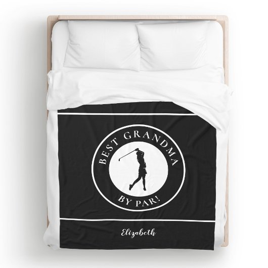 Couverture Polaire Meilleure grand-mère golfeuse noire Monogramme Pro